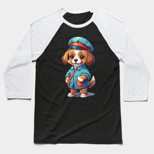 Cute Dog in Blue Outfit Baseball T-Shirt